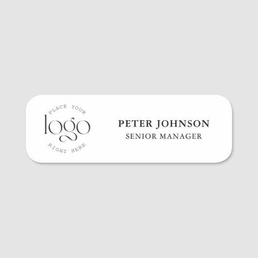 Modern Minimalistisches Logo in Schwarz und Weiß Namensschild (Vorderseite)