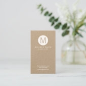 Modern Minimalistisches Mongram Kraft Paper Visitenkarte (Stehend Vorderseite)