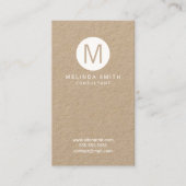 Modern Minimalistisches Mongram Kraft Paper Visitenkarte (Vorderseite)
