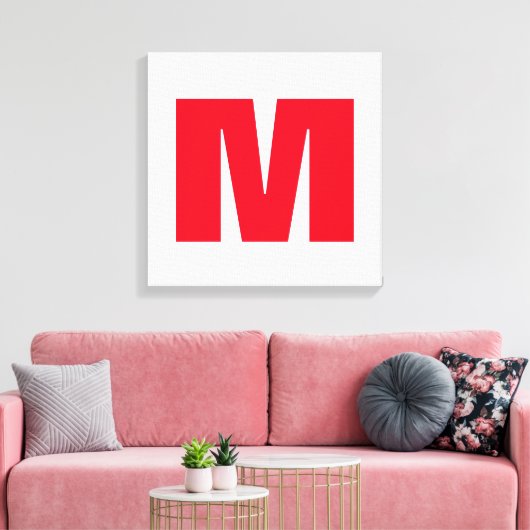 Modern Minimalistisches Monogramm Leinwanddruck (Insitu (Wohnzimmer))
