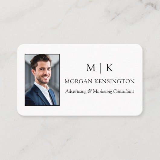 Modern Minimalistisches Monogramm oder Logo-Foto h Visitenkarte (Vorderseite)