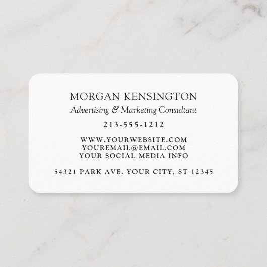 Modern Minimalistisches Monogramm oder Logo-Foto h Visitenkarte (Rückseite)