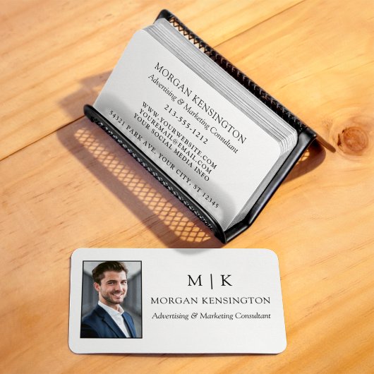 Modern Minimalistisches Monogramm oder Logo-Foto h Visitenkarte