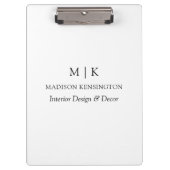 Modern Minimalistisches Monogramm oder Logo hinzuf Klemmbrett (Vorderseite)