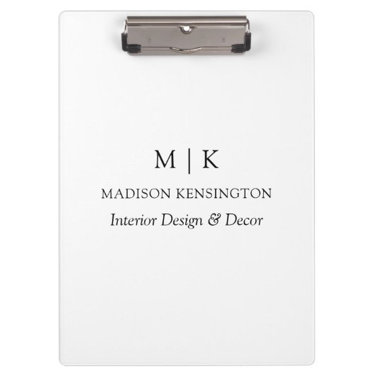 Modern Minimalistisches Monogramm oder Logo hinzuf Klemmbrett (Vorderseite)