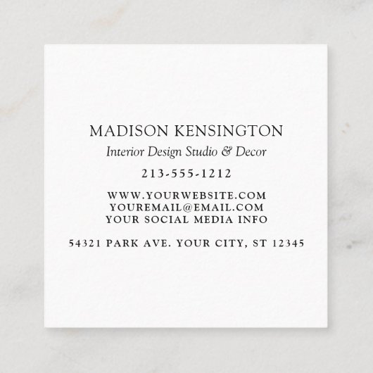 Modern Minimalistisches Monogramm oder Logo hinzuf Quadratische Visitenkarte (Rückseite)