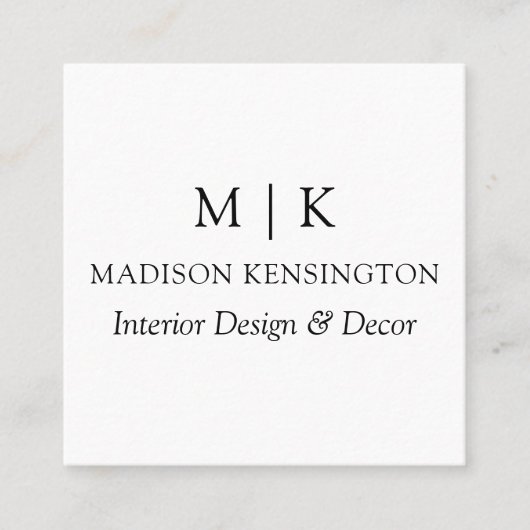 Modern Minimalistisches Monogramm oder Logo hinzuf Quadratische Visitenkarte (Vorderseite)