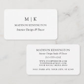 Modern Minimalistisches Monogramm oder Logo hinzuf Visitenkarte (Vorne/Hinten)
