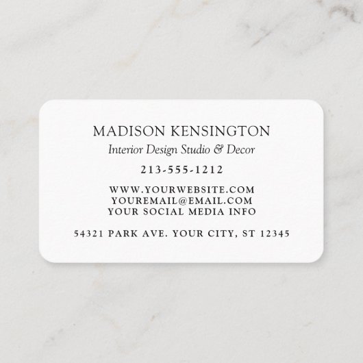 Modern Minimalistisches Monogramm oder Logo hinzuf Visitenkarte (Rückseite)