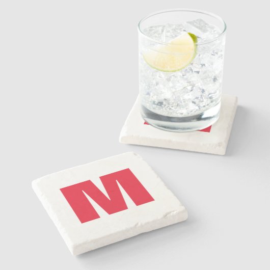 Modern Minimalistisches Monogramm Steinuntersetzer (Seitenansicht)