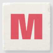Modern Minimalistisches Monogramm Steinuntersetzer (Vorderseite)