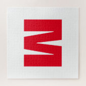 Modern minimalistisches Monogramm Weiß Rot Puzzle (Horizontal)