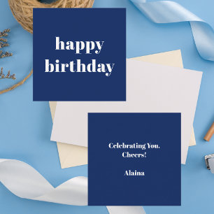 Modern minimalistisches Navy Blau & Weiß Alles Gut Mitteilungskarte