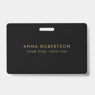 Modern minimalistisches Schwarz-Gold-Professionell Ausweis