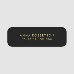 Modern minimalistisches Schwarz Gold Professionell Namensschild