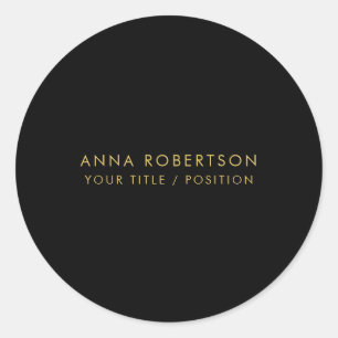 Modern minimalistisches Schwarz-Gold-Professionell Runder Aufkleber