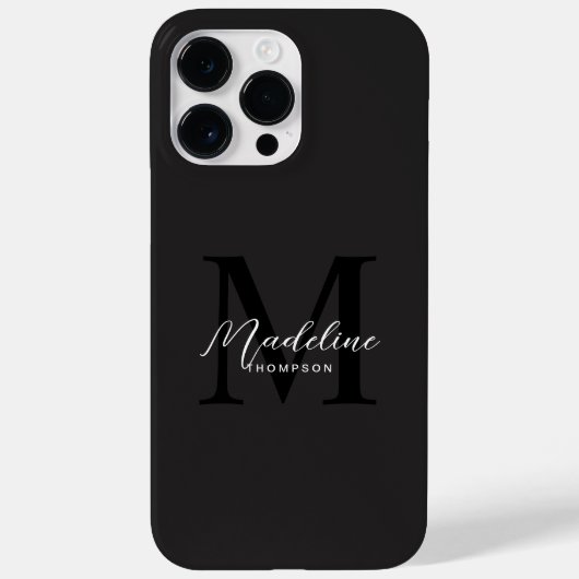 Modern Minimalistisches Script Black Monogram Case-Mate iPhone Hülle (Rückseite)