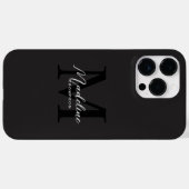 Modern Minimalistisches Script Black Monogram Case-Mate iPhone Hülle (Rückseite (Horizontal))