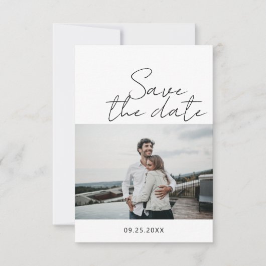 Modern Minimalistisches Script Foto Save the Date  (Vorderseite)
