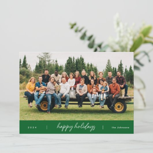 Modern Minimalistisches Script Grün Weihnachten (Stehend Vorderseite)