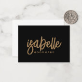 Modern Minimalistisches Script Monogram Gold Black Mitteilungskarte (Vorderseite/Rückseite Beispiel)