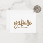 Modern Minimalistisches Script Monogram Gold Black Mitteilungskarte (Vorderseite/Rückseite Beispiel)