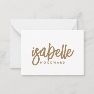 Modern Minimalistisches Script Monogram Gold Black Mitteilungskarte