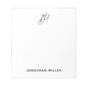 Modern Minimalistisches Script Monogram White Notizblock (Vorderseite)