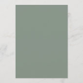 Modern Minimalistisches Script-Sage Green | Hochze Menükarte (Rückseite)