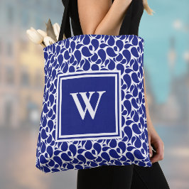 Modern-minimalistisches tiefblau-weißes Paisleymus Tasche