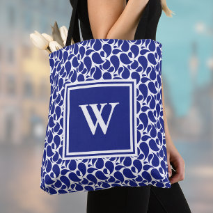 Modern-minimalistisches tiefblau-weißes Paisleymus Tasche