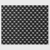 Modern Minimalistisches Weihnachts-Schwarzes Monog Geschenkpapier (Flach)