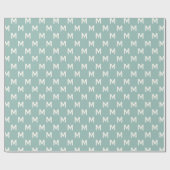 Modern Minimalistisches Weihnachtsblauer Monogramm Geschenkpapier (Flach)