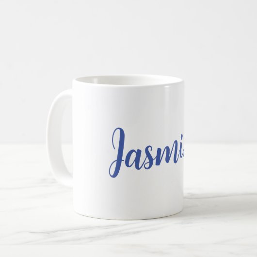 Modern Minimalistisches Weiß tragen Ihren Namen Kaffeetasse (Vorderseite Links)