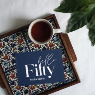 Modern minimalmarineblau einfach 50. Geburtstag Einladung