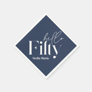 Modern minimalmarineblau einfach 50. Geburtstag Serviette