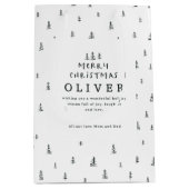 modern minimalschwarz-weiß Frohe Weihnachten Mittlere Geschenktüte (Vorderseite)