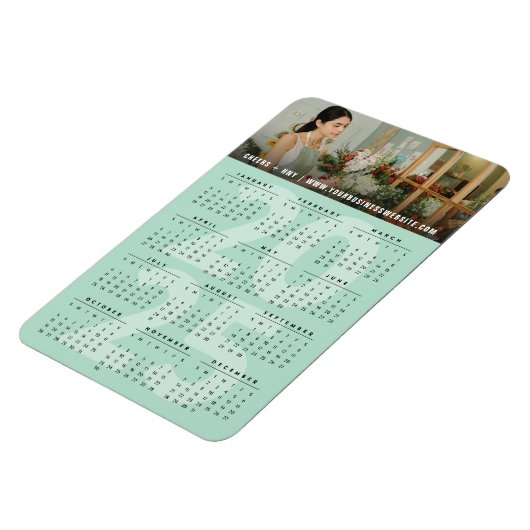 Modern Mint 2024 Kalender Einfaches Foto Magnet (Linke Seite)