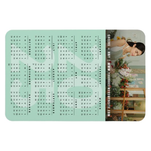 Modern Mint 2024 Kalender Einfaches Foto Magnet (Horizontal)