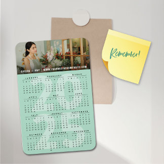 Modern Mint 2024 Kalender Einfaches Foto Magnet