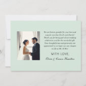 Modern Mint Black Script Wedding Monogram Foto Dankeskarte (Rückseite)