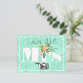 Modern Mint Damask Wedding Postkarte (Stehend Vorderseite)