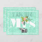 Modern Mint Damask Wedding Postkarte (Vorne/Hinten)