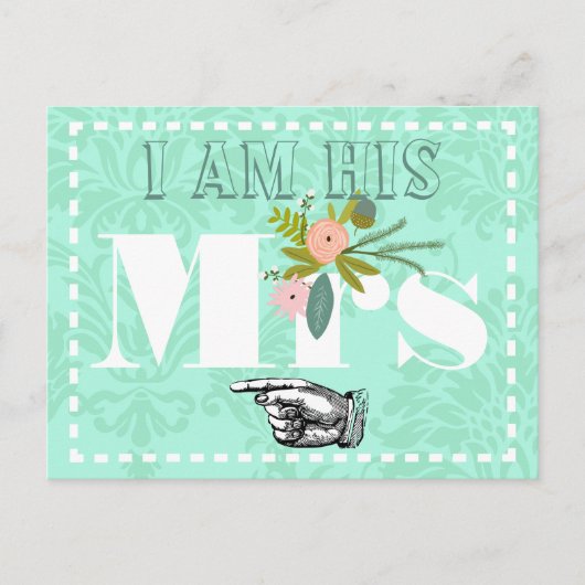 Modern Mint Damask Wedding Postkarte (Vorderseite)