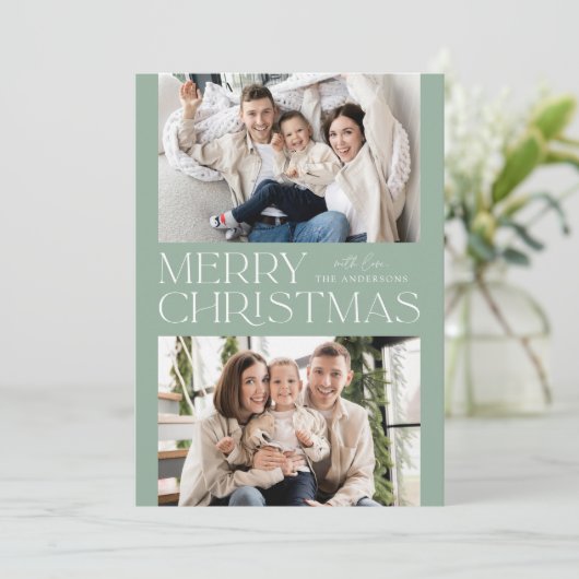 Modern Mint Frohe Weihnachten 2 Foto (Stehend Vorderseite)