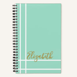 Modern Mint Green Custom Name Minimalist Notizblock
