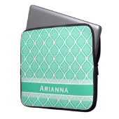 Modern Mint Green marokkanischen Trellis Laptopschutzhülle (Vorderseite Links)