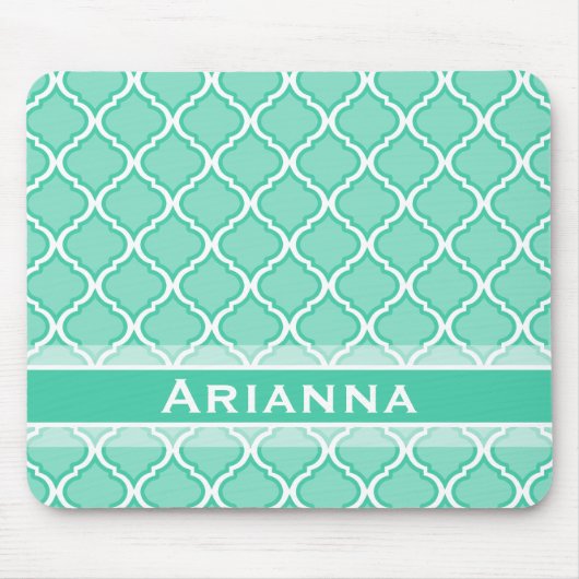 Modern Mint Green marokkanischen Trellis Mousepad (Vorne)