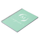 Modern Mint Green Monogram Name Initial Notebook Notizblock (Linke Seite)