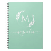 Modern Mint Green Monogram Name Initial Notebook Notizblock (Vorderseite)